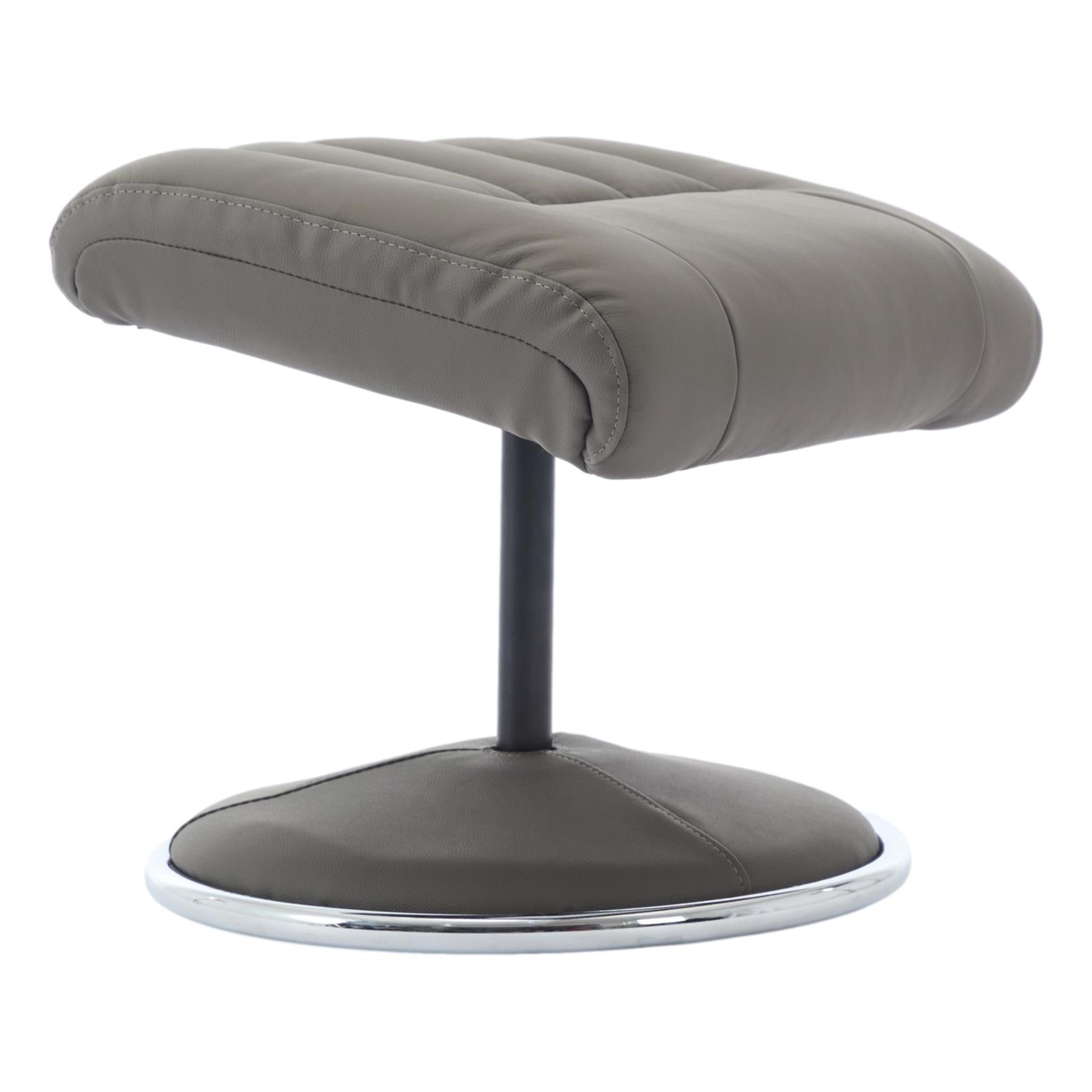 The Lyon - Genuine Leather Swivel Recliner Chair & Footstool in Cinder Grey - Refurbished