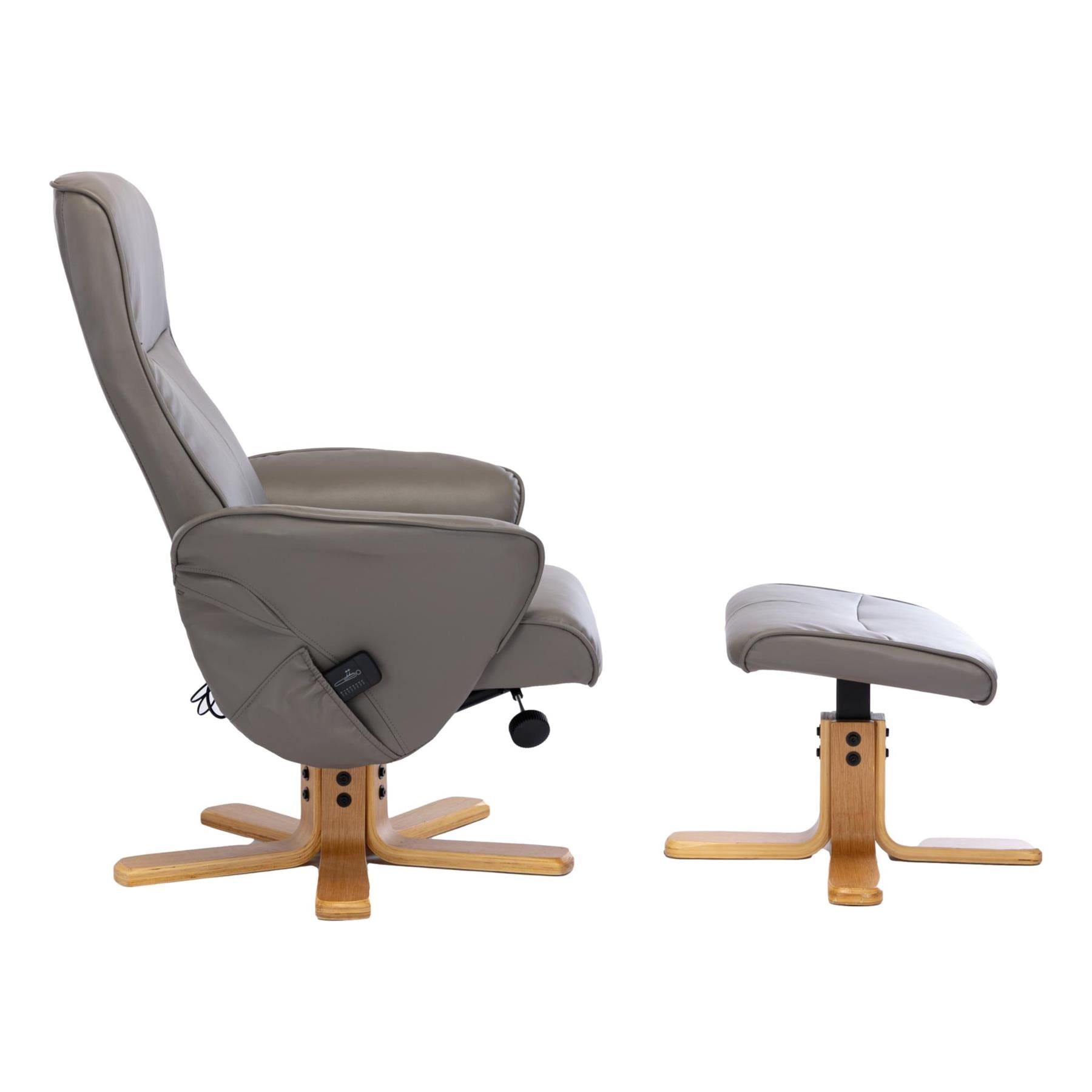The Alexandria Swivel Recliner Chair with Heat & Massage - Grey Faux Leather - Refurbished