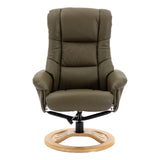 The Mandalay Swivel Recliner Chair & Footstool in Olive Green Genuine Leather