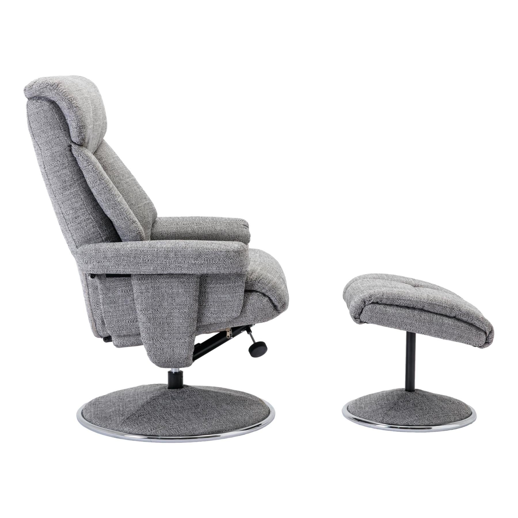 The Biarritz - Swivel Recliner Chair & Matching Footstool in Lisbon Rock Fabric
