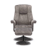 The Denver Swivel Recliner Chair & Footstool - Fabric - Elephant - Refurbished - thumbnail 2