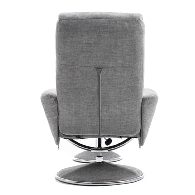 The Paddington - Swivel Recliner Chair & Matching Footstool in Silver Fabric