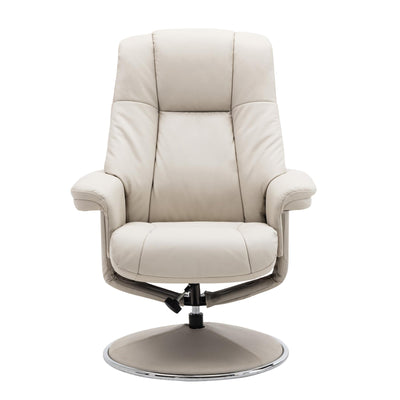 The Denver Swivel Recliner Chair & Footstool - Genuine Leather - Mushroom