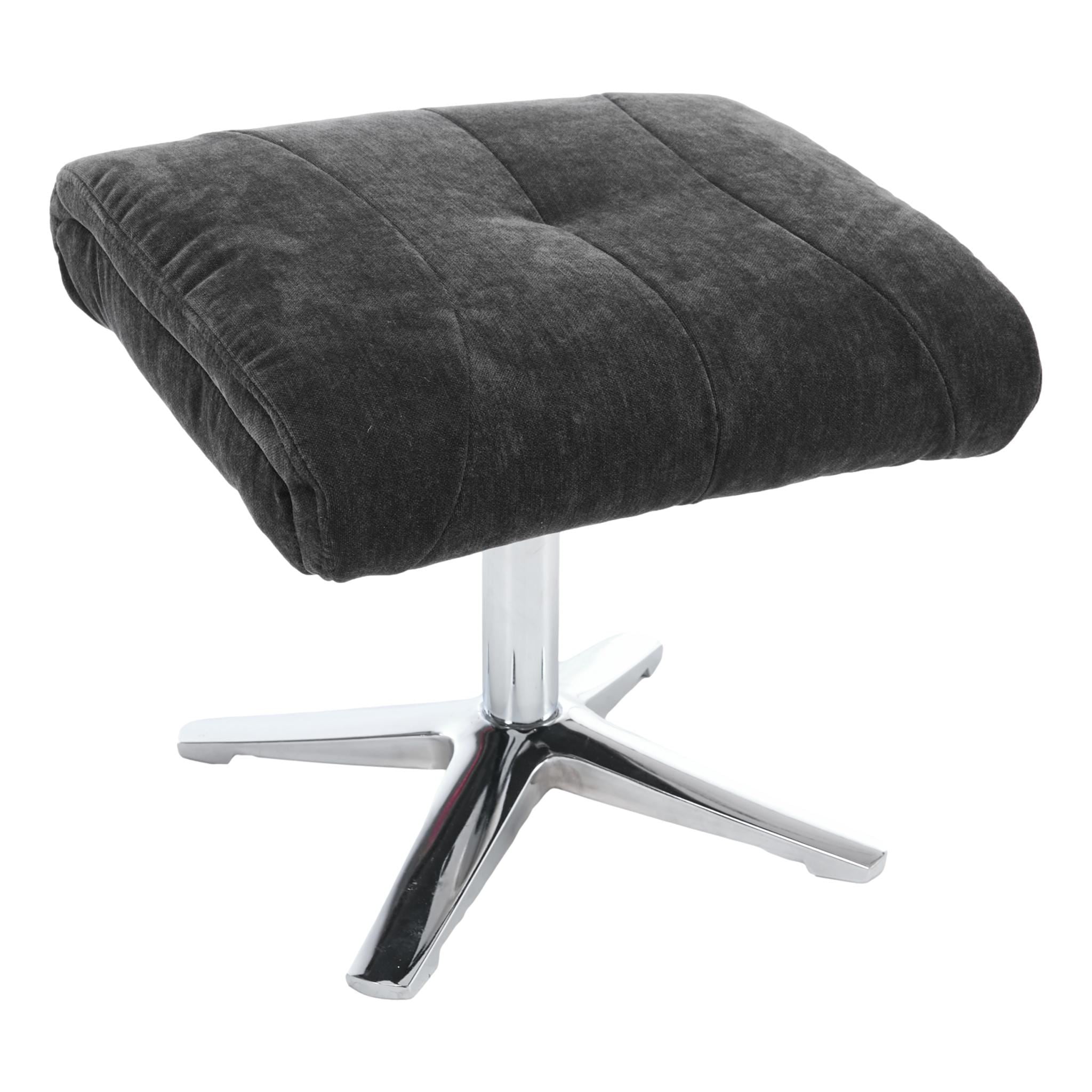The Lucia Swivel Recliner Chair & Footstool in Black Fabric