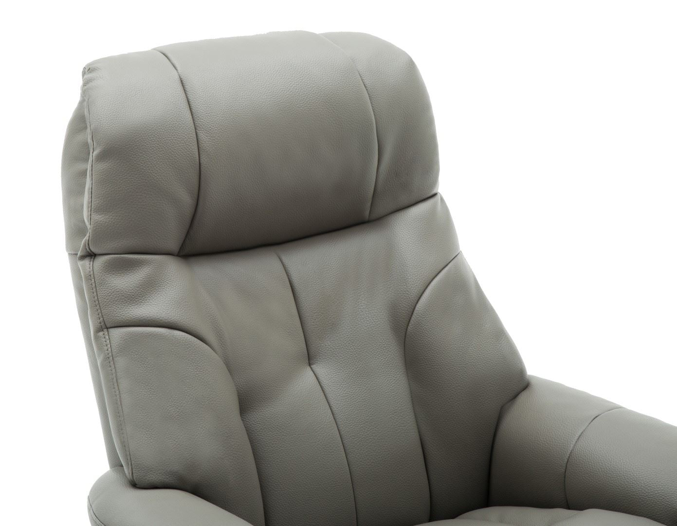 Dubai Faux Leather Grey Plush Swivel Recliner Chair With Footstool - Refurbished