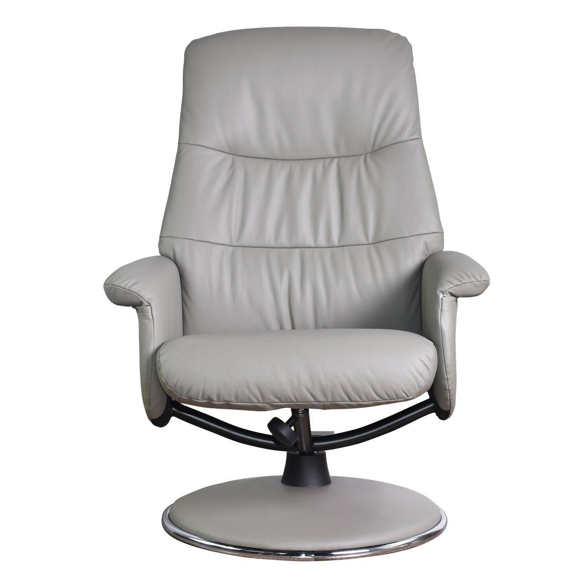 The Kansas Genuine Leather Swivel Recliner Chair in Husky with Match base - Refurbished