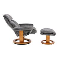 The Jupiter - Swivel Recliner Chair & Matching Footstool in Grey Shadow Fabric