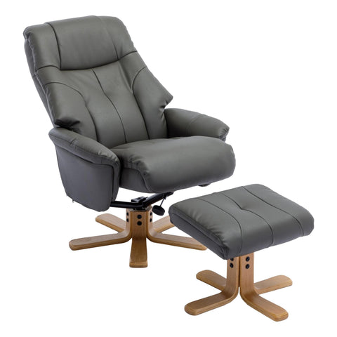 The Dubai - Swivel Recliner Chair & Footstool in Cinder Plush Faux Leather - Refurbished - image 7