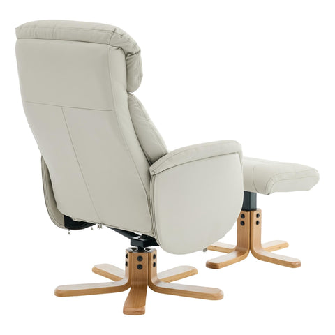 The Eden Swivel Recliner Chair & Matching Footstool in Mushroom Leather - image 5