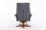 Marseille Swivel Recliner Chair and Footstool in Slate Fabric - thumbnail 6