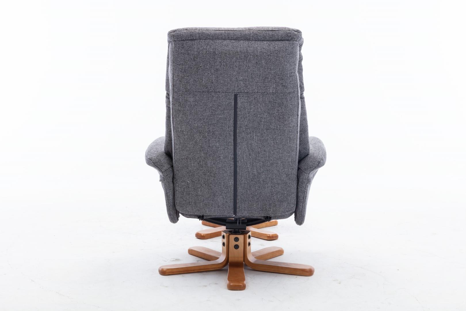 Marseille Swivel Recliner Chair and Footstool in Slate Fabric
