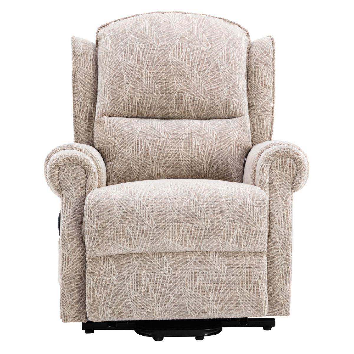 Winchester Dual Motor Riser Recliner Mobility Chair in Cream Brushstroke Fabric - Refurbished