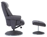 Biarritz Soft Fabric Swivel Recliner Chair & Matching Footstool In Lisbon Grey