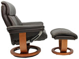 The Mars Premium Genuine Leather Swivel Recliner Chair/Footstool In Chocolate