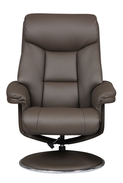 Biarritz Plush Swivel Recliner Chair & Matching Footstool in Charcoal - Clearance
