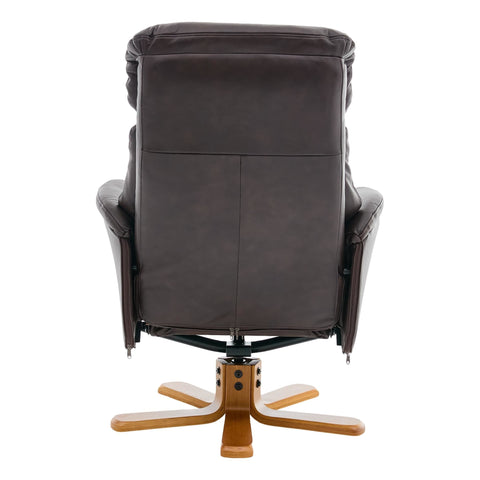 The Eden Swivel Recliner Chair & Matching Footstool in Russet Brown Leather - image 9