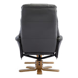 The Dubai - Swivel Recliner Chair & Footstool in Cinder Plush Faux Leather - Refurbished - thumbnail 9