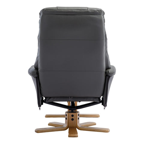 The Dubai - Swivel Recliner Chair & Footstool in Cinder Plush Faux Leather - Refurbished - image 9