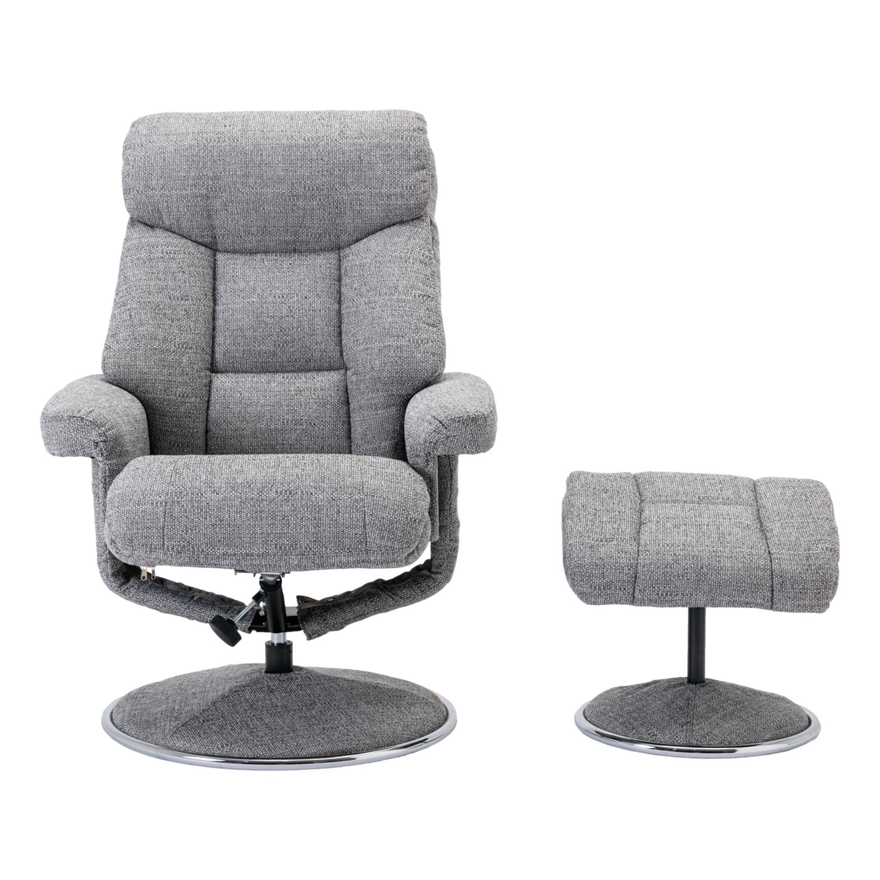 The Biarritz - Swivel Recliner Chair & Matching Footstool in Lisbon Rock Fabric