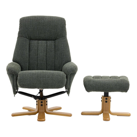 The Paris Swivel Recliner Chair & Footstool in Fern Fabric - image 2