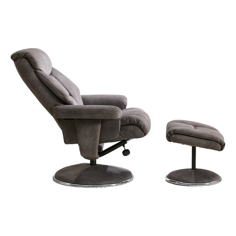 The Biarritz - Swivel Recliner Chair & Matching Footstool in Charcoal Grey Fabric - image 3