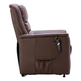 The Bradwell - Single Motor Riser Recliner Chair in Brown Plush Faux Leather