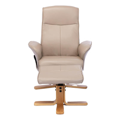 The Alexandria Swivel Recliner Chair with Heat & Massage Cafe Cream Faux Leather
