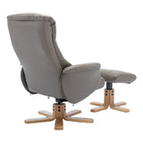 Cairo Swivel Recliner Chair & Footstool in Grey Plush Faux Leather