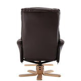 Cairo Swivel Recliner Chair & Footstool in Brown Plush Faux Leather
