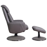 The Indiana Swivel Recliner Chair in Charcoal Genuine Leather and Match base.