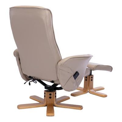 The Alexandria Swivel Recliner Chair with Heat & Massage Cafe Cream Faux Leather