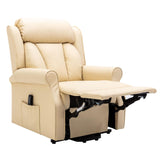 The Darwin - Dual Motor Riser Recliner Mobility Arm Chair in Cream Genuine Leather