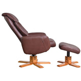 The Indiana Swivel Recliner Chair in Chestnut Genuine Leather and Cherry base.