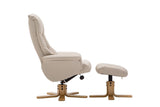 The Florence, Swivel Recliner Chair & Footstool in Bone PU Faux Leather