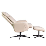 The Dakota Swivel Recliner Chair in Cream Genuine Leather and Black base.