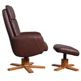 The Dakota Swivel Recliner Chair in Chestnut Genuine Leather and Cherry base.