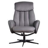 The Indiana Swivel Recliner Chair in Charcoal Genuine Leather and Black base.