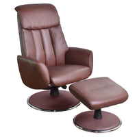The Indiana Swivel Recliner Chair in Chestnut Genuine Leather and Match base.