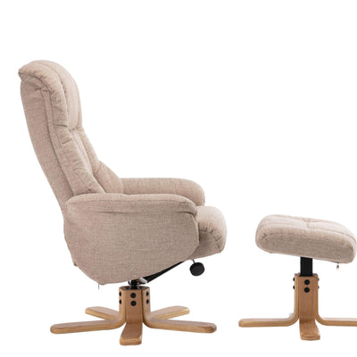 Cairo Swivel Recliner Chair & Footstool in Wheat Lisbon Fabric