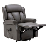 The Darwin - Dual Motor Riser Recliner Mobility Arm Chair in Grey Genuine Leather