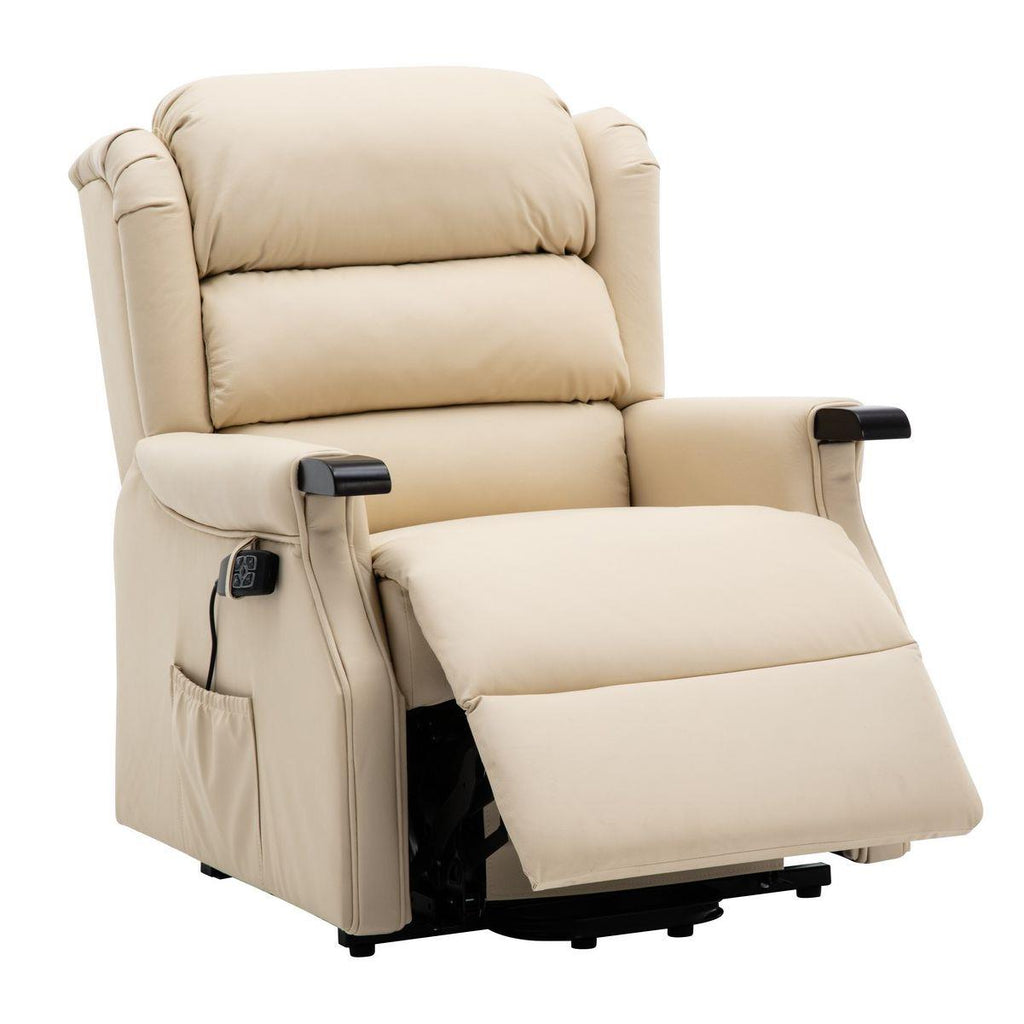 The Warminster Dual Motor Riser Recliner Mobility Chair in Cream Leather