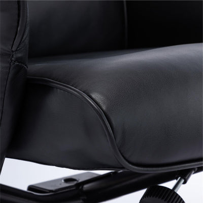 Memphis Swivel Recliner Chair & Footstool in Black Faux Leather