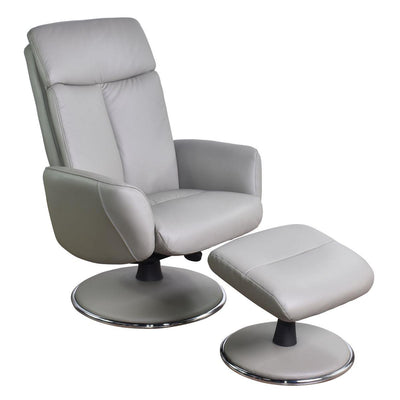 The Dakota Swivel Recliner Chair in Husky Genuine Leather and Match base.