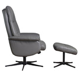 The Kansas Swivel Recliner Chair in Charcoal Genuine Leather and Black base.