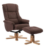 Cairo Swivel Recliner Chair & Footstool in Chocolate Lisbon Fabric