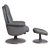 The Kansas Swivel Recliner Chair in Charcoal Genuine Leather and Match base.