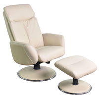The Dakota Swivel Recliner Chair in Cream Genuine Leather and Match base.