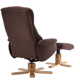 Cairo Swivel Recliner Chair & Footstool in Chocolate Lisbon Fabric