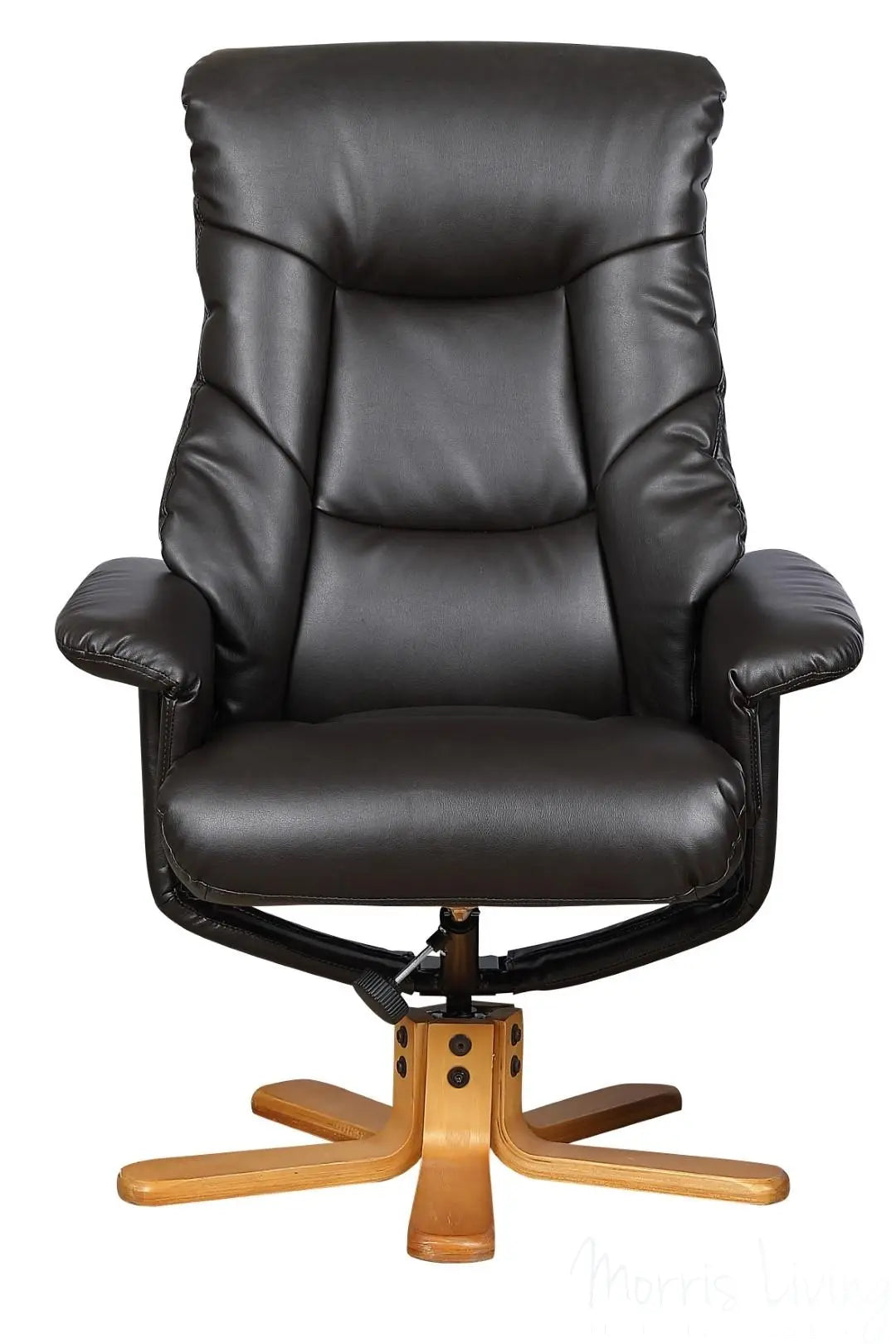 Shanghai Bonded Leather Swivel Recliner Chair & Matching Footstool in Brown GFA
