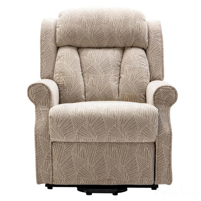 The Darwin - Dual Motor Riser Recliner Mobility Arm Chair in Cream Brushstroke Fabric Morris Living